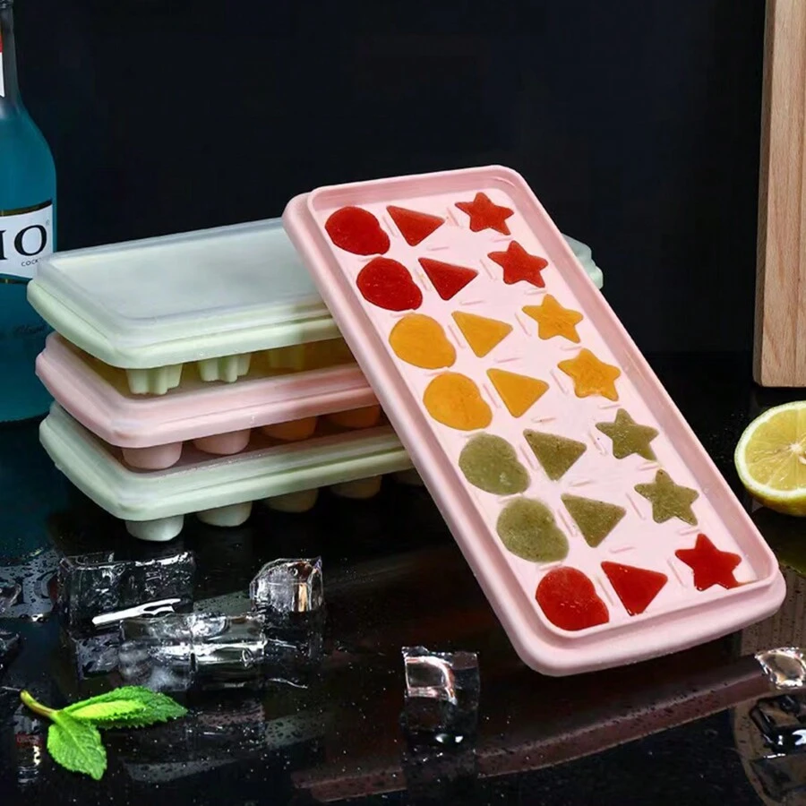 1pc Ice Freezer Container, Mini Ice Maker Stackable Plastic Ice Maker Cute Ice Shapes Freezer Ice Block Maker Easy To Demould Space Saving Ice Maker Molds For Summer Drinks - Multicolor - View 1