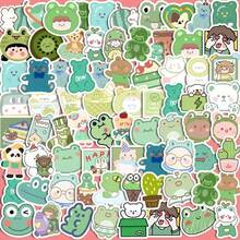 100Pcs Green Bear Rabbit Cute Anime/Cartoon Characters Vinyl Waterproof Sticker Gifts Water Bottle Cartoon Laptop Bumper Water Bottle Computer Phone Helmet Car And Stickers - Multicolor - View 10