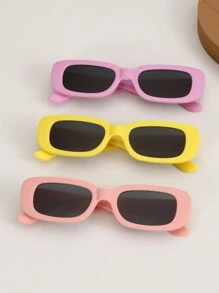 3pcs Kids Square Frame Glasses, Suitable For Boys & Girls, For Party, Daily Life And Outdoor Travel, Minimalist Fashion Eyewear - Multicolor - View 2