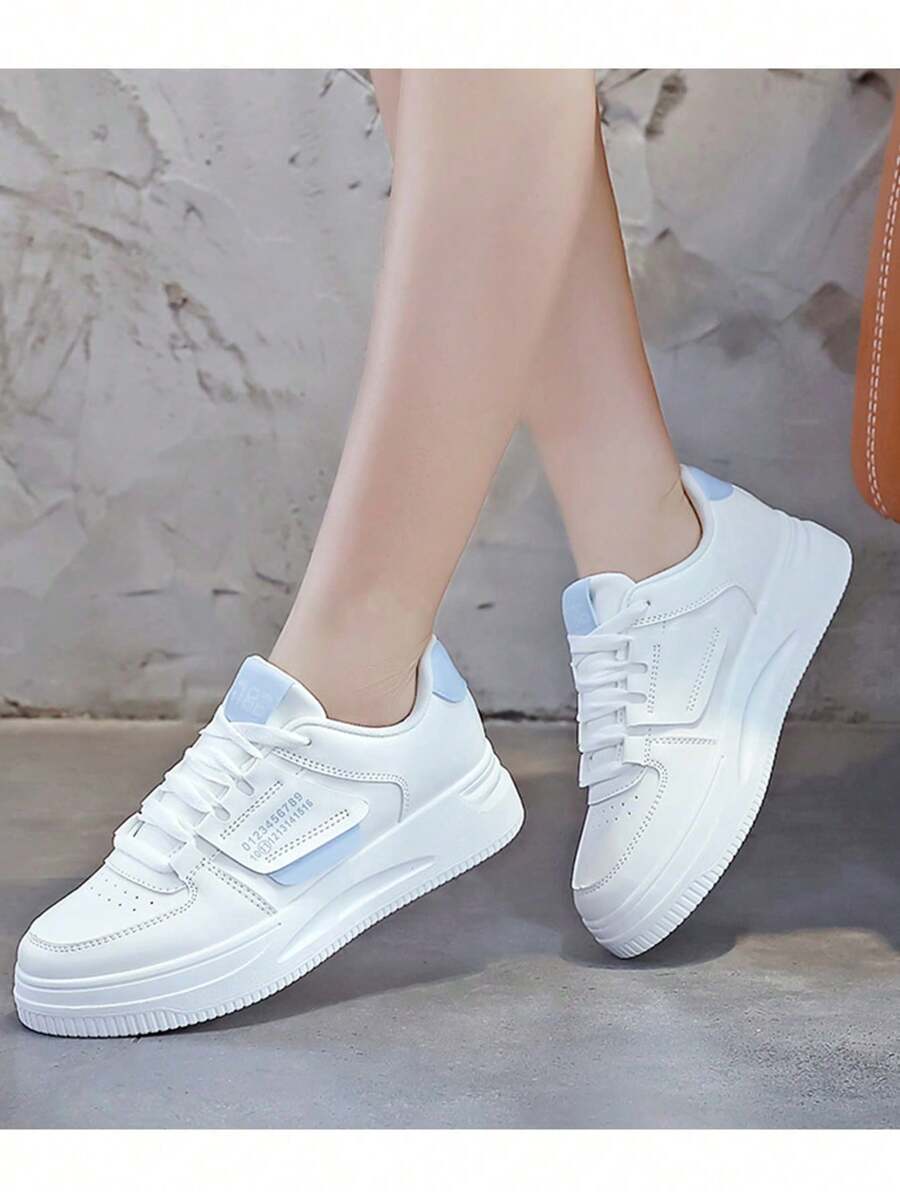 Zapatillas de deporte de fondo grueso de la moda del centenar de las mujeres, zapatos planos transpirables cómodos ocasionales, hombres y mujeres que usan las zapatillas de deporte - Azul - Ver 1