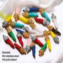 4pcs 304 Stainless Steel Enamel Oil Dripping Chili Pepper Pendant Charms Daily Wear Women's Gift Bracelet Earrings DIY Jewelry Accessories Necklace Pendant Bracelet Earrings - Pendants - View 1