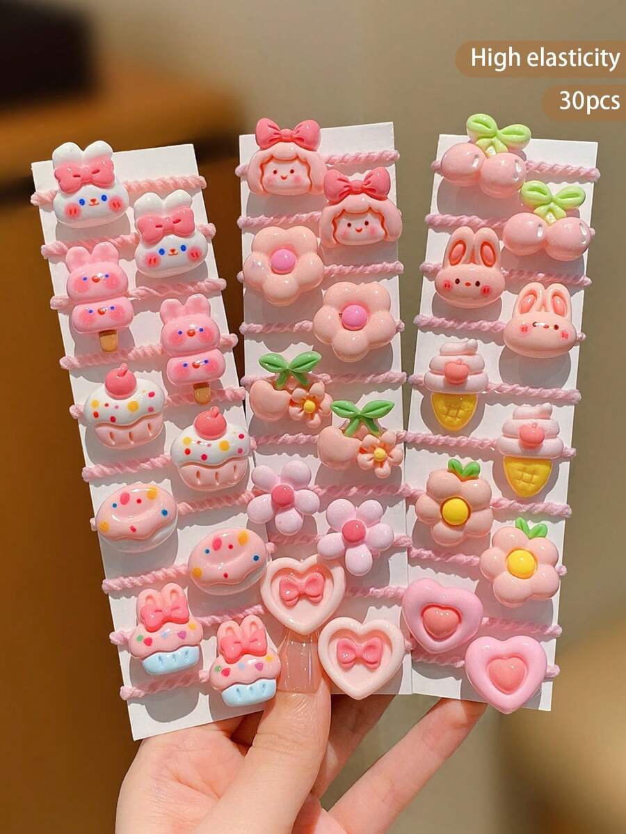 30pcs Cute Flower Hair Ties, Sweet Style Hair Scrunchies - Multicolor - View 1