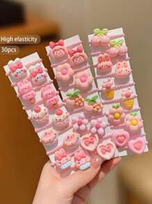 30pcs Cute Flower Hair Ties, Sweet Style Hair Scrunchies - Multicolor - View 4