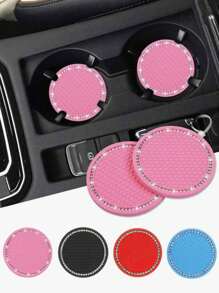 2 Peças Almofadas Antiderrapantes de Silicone para Porta-Copos de Carro, Tapete de Armazenamento para Decoração Interna de Veículo, Tapetes para Porta-Copos de Carro e Ranhuras da Porta, Almofadas Antiderrapantes para Uso Doméstico e Escritório - Multicolorido - Visão 1