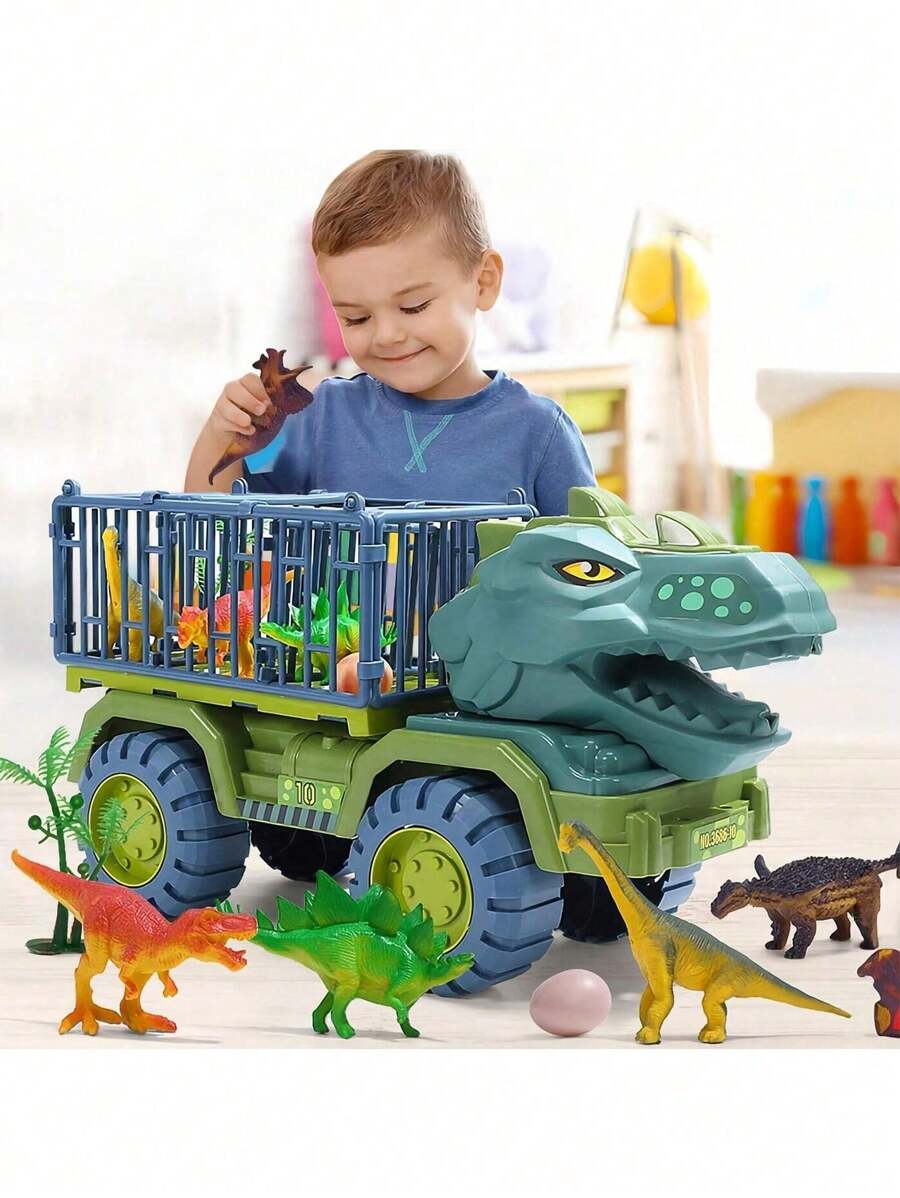 1 Set Dinosaur Engineering Car Toy Boy Set Transport Car Dump Truck Mixer Car Excavator Boom Car (With Dinosaurs) Children Kids Toy Birthday Gift Christmas New Year's Giftstoys For Boys,Boy Toys,Boys Toys,Kids Gifts Boys,Tween Boy Toys,Car - 彩色 - 查看 1