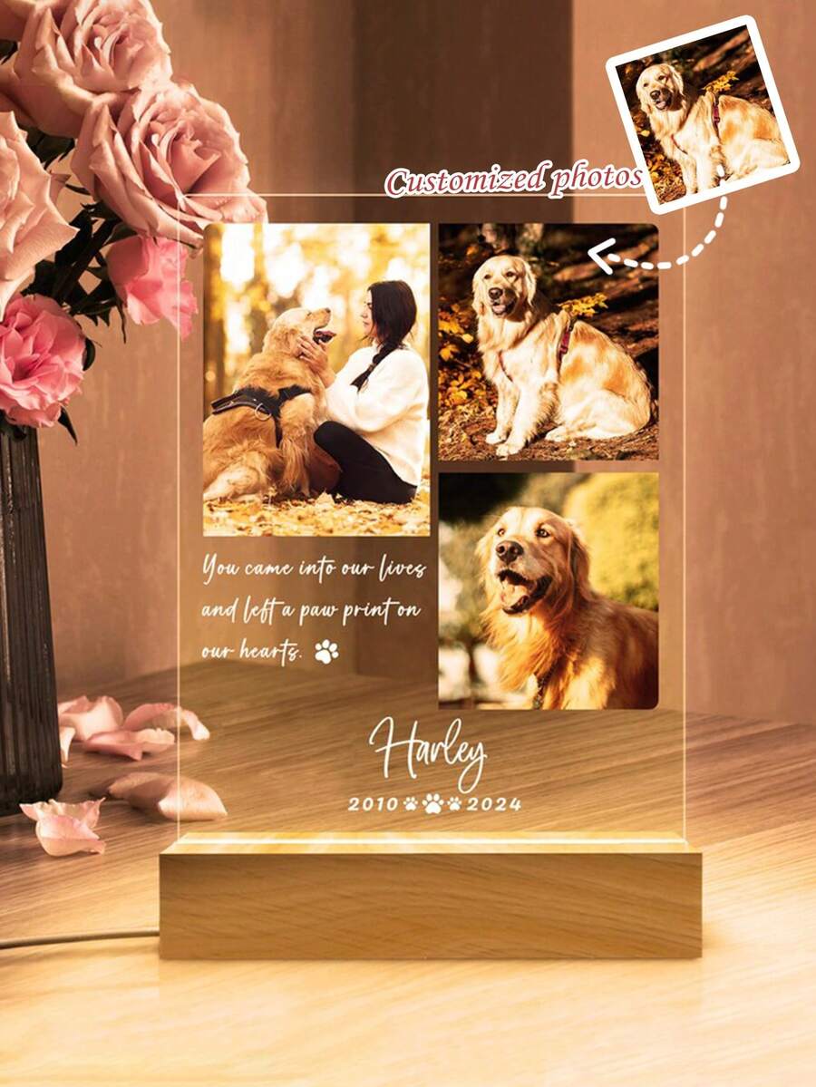 1PC Bảng Acrylic Dọc Thú Cưng Dễ Thương 3 Ảnh, Văn Bản Tùy Chỉnh Quà Tặng Đặc Biệt Cho Chó Và Mèo, Thiết Kế In Acrylic Ảnh Tùy Chỉnh Được Chọn, Đèn 3D Trang Trí Bàn Họp Vui Nhộn Phòng Ngủ Đèn Ngủ Trang Trí Lễ Hội Đèn Ngủ Quà Tặng Bất Ngờ Đẹp, Phụ Kiện, Quà Tặng Lãng Mạn, Trang Trí Nội Thất, Sản Phẩm Đồ Dùng Tiệc Trang Trí Phòng Đèn Trang Trí Phòng Khách Đèn Học Tập Đèn Ngủ, USB Có Công Tắc, Đèn Ánh Sáng Ấm Áp, Quà Tặng Thú Vị, Quà Tặng Lãng Mạn - Màu vàng - Xem 1