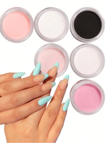 6 Colors 10g Acrylic Powder, Large Capacity Acrylic Nail Powder, Y2K Aesthetic, Polymer Material, Beginner Friendly, No UV Lamp Needed, Professional French Manicure Acrylic Carving Powder - 彩色 - 查看 2
