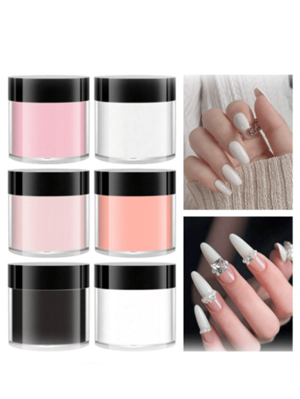 6色丙烯酸粉 10克大容量丙烯酸美甲粉，Y2K美学，聚合物材质，新手友好，持久耐用，无需美甲灯，专业法式美甲雕刻丙烯酸粉