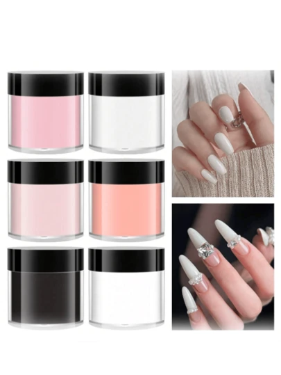 6色10克/瓶丙烯酸粉，Y2K美学，聚合物材料，新手友好，持久耐用，无需UV灯，专业法式美甲丙烯酸粉