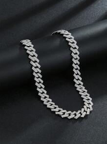 1pc European And American Style Classic Hip-Hop 16mm Full Rhinestone White Rhinestone Rhombus Pendant With Chain - Multicolor - View 2