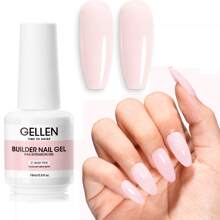 Gellen Conjunto de Gel Construtor de Unhas Gellen Builder 7 em 1, Gel Construtor Duro Rosa Gelatina Fortalecedor de Unhas, Gel de Extensão, Lâmpada de Unhas LED Curada, Gel Base de Cor, Cola de Unhas em Garrafa, Presente para Mulheres