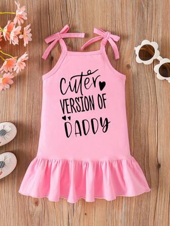 女宝宝时尚简约字母印花吊带连衣裙，夏季