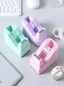 1pc Mini Tape Dispenser Creative Colorful Desktop Adhesive Tape Cutting Tool Random Color - Multicolor - View 2