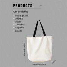 1 件定制帆布袋，独特设计（照片、风景、插图），可折叠，大容量，轻便，时尚，个性化手提包，单肩包，休闲购物袋，开学季购物 - 彩色 - 查看 5