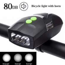1pc 3LED Bicycle Horn Front Light, Mountain Bike Night Riding Bright Lighting Lamp, High Decibel Warning Horn - Multicolor - View 1