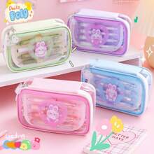 1 pieza Estuche de lápices de gran capacidad con diseño de conejito lindo de dibujos animados, esencial para estudiantes en la temporada escolar - Unitalla - Ver 1