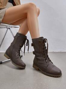 Women's Winter Snow Boots Plush Warm Boots Lined Mid Calf Riding Combat Boots  Comfortable Fashionable Christmas Holiday Festival New Year SHOES - 棕色 - 查看 7