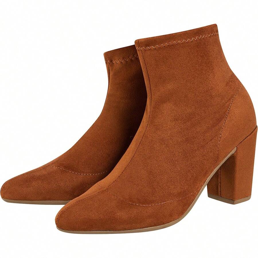 Women's Mid-Calf Boot Short Thick Heel Super Comfortable - 駝色 - 查看 1