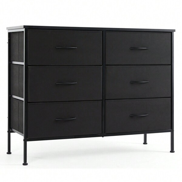 OLIXIS 6 Drawers Dresser For Bedroom, Small Chest Tower, Storage Organizer Units For Clothing, Closet, Fabric Bins, Wood Top, Steel Frame, Lightweight, Assemble Tools Include
