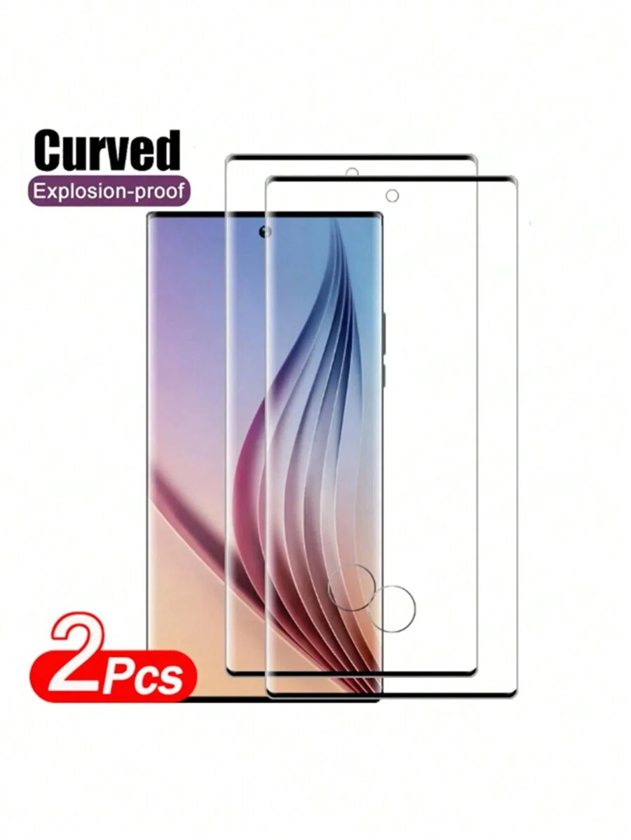2 peças 3D Curvo Cobertura Completa Protetor de Tela de Vidro Temperado Compatível com Samsung Galaxy S20/S22/S23/S24 Ultra, S9, S8, S10, Note8, Note9, Note10; P40, P30 Pro, Mate 20, 30, 40 Pro; 10/11/12 Pro; OPPO RENO; Honor; OnePlus - 2 unidades - Ver 1