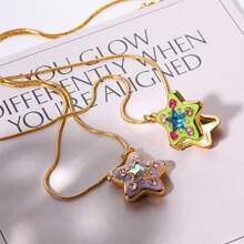 1PC  Dopamine Heart-Shaped Pentagram Necklace Suitable For Campus Friend Parties - Multicolor - View 6