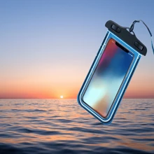 1pc Night Glow Waterproof Phone Case, Fluorescent Transparent Waterproof Pouch For Large Screen Phones, With Touch Screen Capability For Making Calls While Playing In Water - Black - View 8