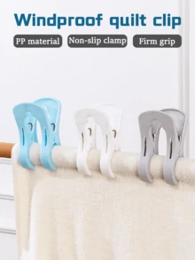 Heavy Duty Large Size Double Layer Quilt Clips, Plastic Clothespin, Windproof, Multi-Function Household Clothes & Blanket Clips - Multicolor - View 1
