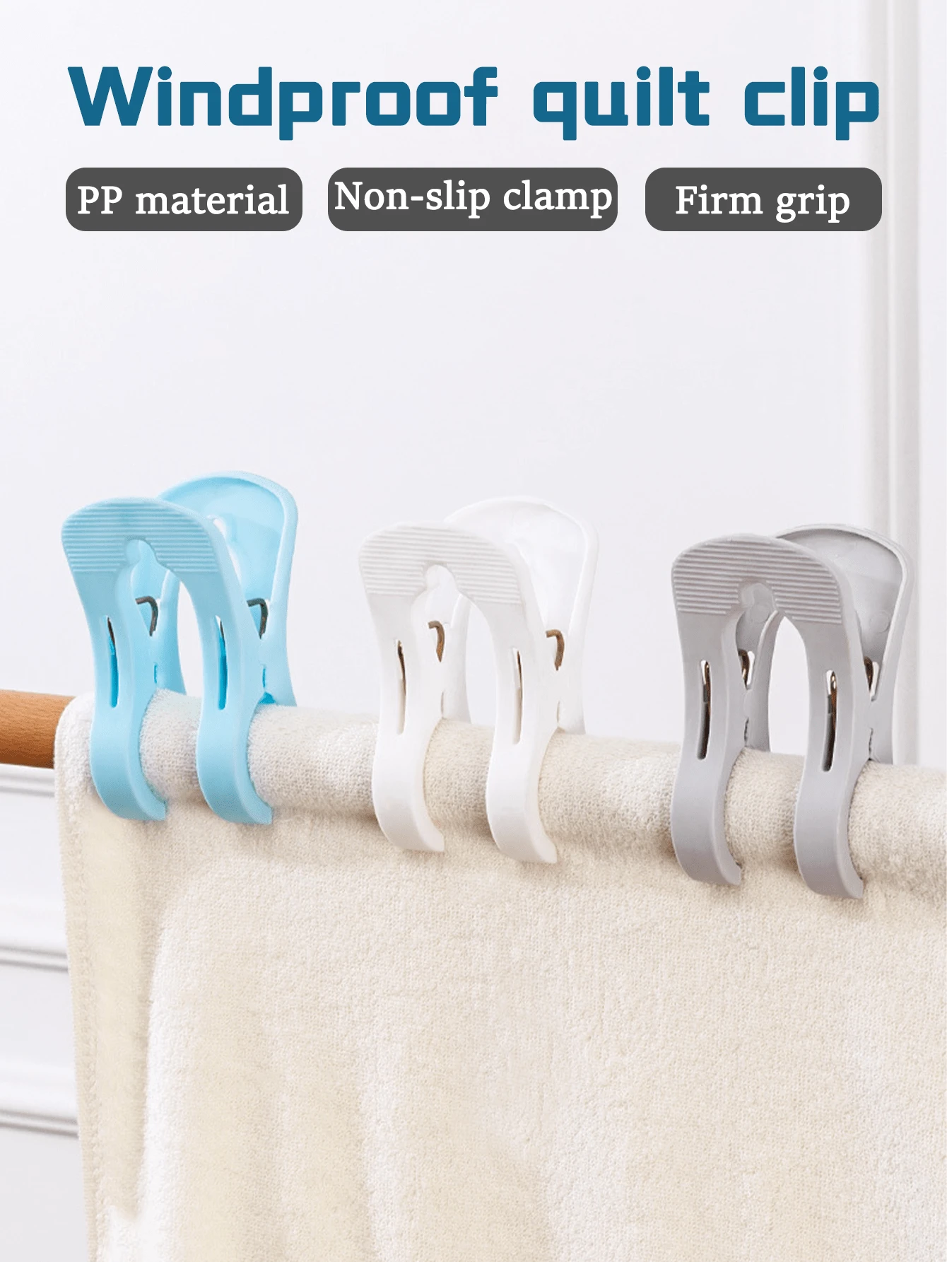 Heavy Duty Large Size Double Layer Quilt Clips, Plastic Clothespin, Windproof, Multi-Function Household Clothes & Blanket Clips - Multicolor - View 1