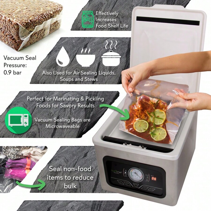 NUTRICHEF Nutrichef Chamber Food Vacuum Sealer System Commercial Electric Air Seal Preserver