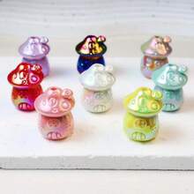10Pcs Luminous Small Mushroom UV Plating Straight Hole Acrylic Beads For Jewelry Making Scratch-Resistant Wear Applicable DIY Cell Phone Bag Chain Car Hanging Decorative Accessories - Mixing Colors - View 4