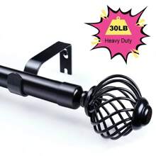 1 件装窗户窗帘杆，现代装饰黄铜窗帘杆，重型窗帘杆，黑色窗帘杆，适用于卧室、客厅、露台、厨房、农舍，可调节易安装窗帘杆 - 黑色 - 查看 1