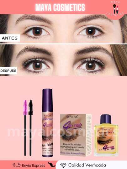 aceite prosa primer tratamiento con rimel tapa morada  y 2 cepillitos