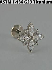 1 Stück Kubischer Zirkonia Sonne G23 Titan Knorpel Ohrringe Stecker 16G Innengewinde Stern Helix Cz Kubisch Zirkonia Blumen Ohr Tragus Piercing Schmuck Valentinstag