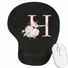 Pink Flower Letter Wrist Rest Mouse Pad Comfortable Hand Rest Support Non Slip Mice Mat Soft Black Mouse Mat Deskpad For PC Laptop Computer - Black - View 13