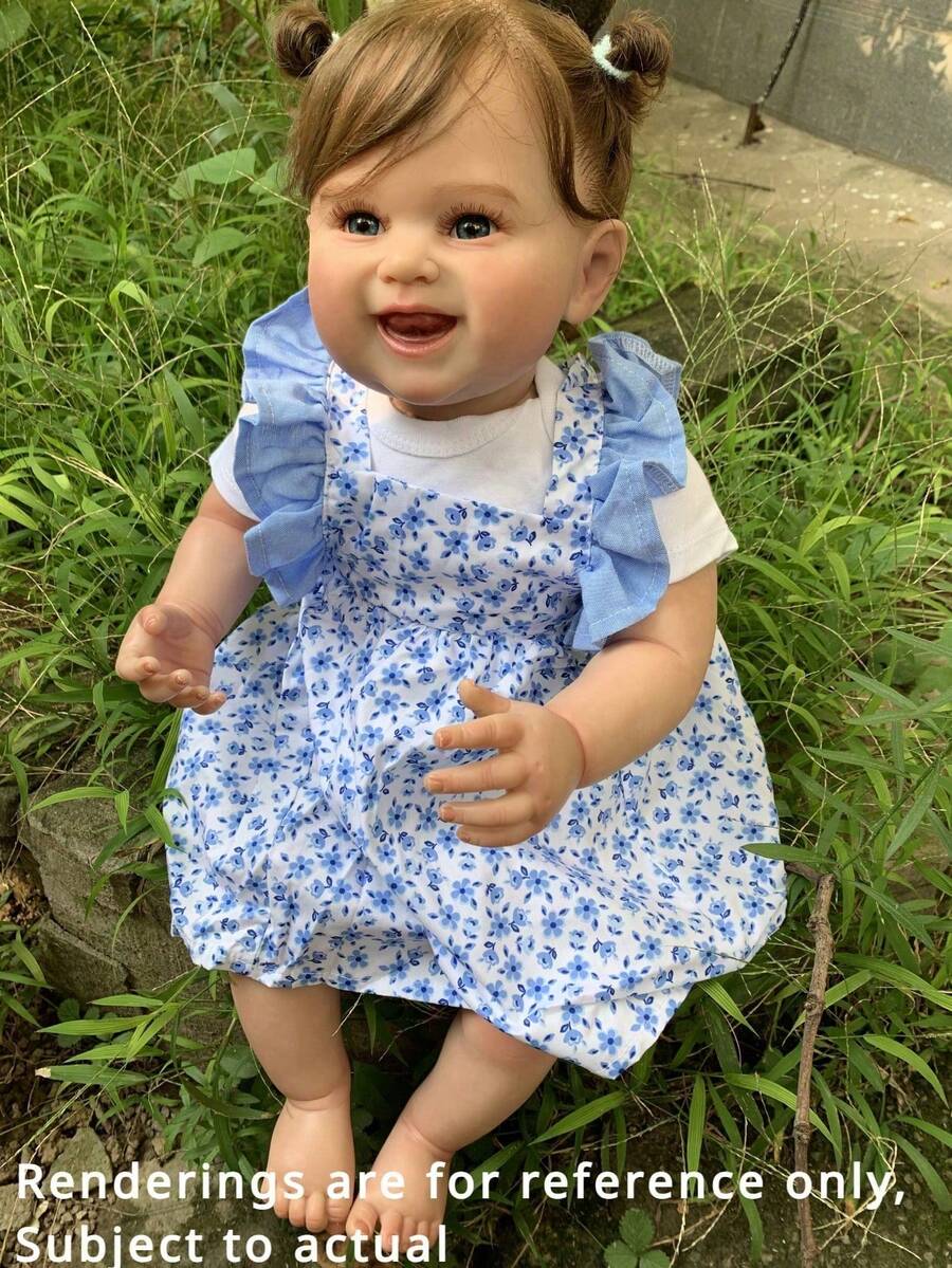 Realistic 55 CM Soft Silicone Reborn Smiling Doll With 3D-Painting Skin ...