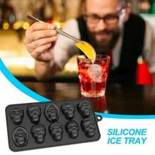 1 件冰块模具，硅胶骷髅冰格，多功能巧克力模具，布丁、果冻、糖果、威士忌冰格模具，冰格适用于冷冻鸡尾酒威士忌，厨房配件，公寓必需品，万圣节派对用品 - 黑色 - 查看 3