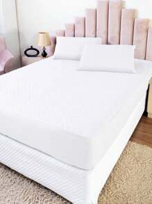 Waterproof Mattress Protector Cover With Elastic For Queen King Or Single Bed Quilted - 白色 - 查看 2