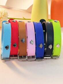 1 pièce Collier pour animaux de compagnie en PU réglable avec décoration en métal en forme de patte, disponible en plusieurs tailles et couleurs pour chats et chiens, peut être utilisé comme collier ou accessoire