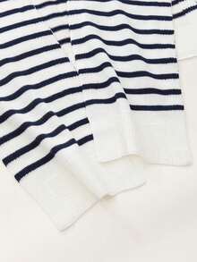 1pc Handmade Crochet Striped Women's Shawl Wrap Cardigan For Summer Air-Conditioning Protection, Spring Autumn Hollow Collar Cape Shawl, New Fashion Professional Commute Style - Striped Fake Collar - View 4