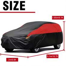 Universal 170T Black And Red Full Car Cover Waterproof All Weather Protection Outdoor For SUV Model 16.7x6.6x6.1FT - Đen và đỏ - Xem 2