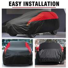Universal 170T Black And Red Full Car Cover Waterproof All Weather Protection Outdoor For SUV Model 16.7x6.6x6.1FT - Đen và đỏ - Xem 6
