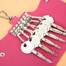 1pc Minimalist PU Leather Key Chain Cover, Compact Multifunctional Car Key Holder, Keychain Accessories Gift - one-size - View 4