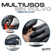Guantes Nitrilo Negro No Polvo Desechable 100 MAGIC CREATOR - Negro - Ver 9