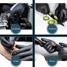 Guantes Nitrilo Negro No Polvo Desechable 100 MAGIC CREATOR - Negro - Ver 10