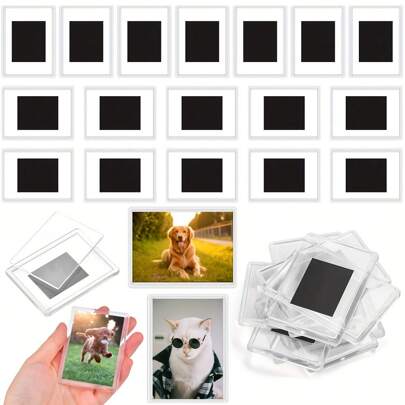 Magnetic Acrylic Blank Photo Frame, Holds 7 X 4.5 Cm Photos, Blank Acrylic Frame With Magnets, Displays Frame, For Home Gifts Anniversaries Photo Organization Display Stand Birthday Graduation