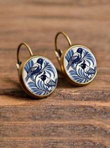 suteyi 1件鸟形圆形耳环，铜质首饰