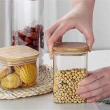 Contenedor de almacenamiento de vidrio con tapa, frasco sellado de vidrio, contenedor de almacenamiento, seguro para refrigerador y lavavajillas - Multicolor - Ver 12