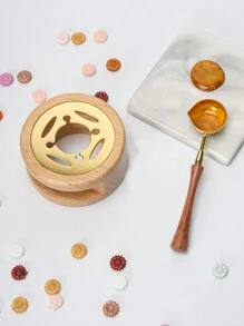 1pc Natural Wooden Wax Seal Melter And 1pc Golden Wooden Wax Stick For DIY Sealing Wax Beads Stamp Back To School,Back To School,School Supplies