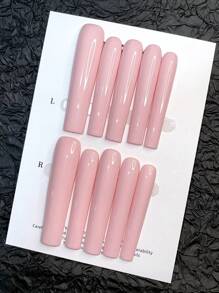 10 Peças Adesivos de Arte de Unhas Pintados à Mão Extra Longos, Adesivos de Unhas em Formato de Caixão Pintados à Mão, Unhas Postiças, Adesivos de Arte de Unhas em Relevo, Adesivos de Unhas em Tubo de Cores Mistas, Superfície Lisa, Elegante para Mulheres, Fácil de Usar, Decoração de Unhas, Superfície Lisa, Várias Embalagens, Kit de Extensão de Unhas, Adesivos de Arte de Unhas em Relevo, Suprimentos de Arte de Unhas, Adesivos de Unhas Feitos à Mão Unhas Postiças - Rosa chiclete - Visão 10