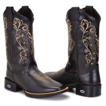 Women's Texan Country Boot Embroidered Western Rodeo Fashion Agro Fattor Shop - 黑色 - 查看 4